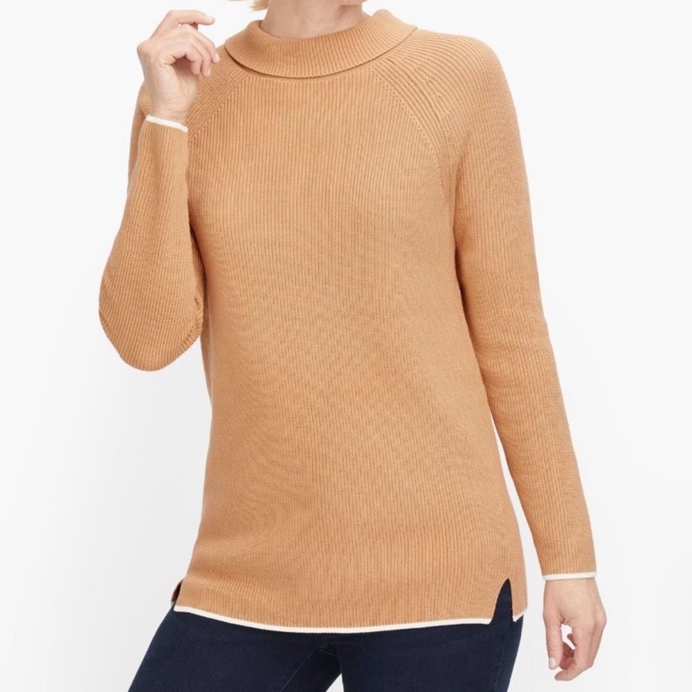 Talbots Ribbed Pima Cotton Sabrina Camel Sweater Medium